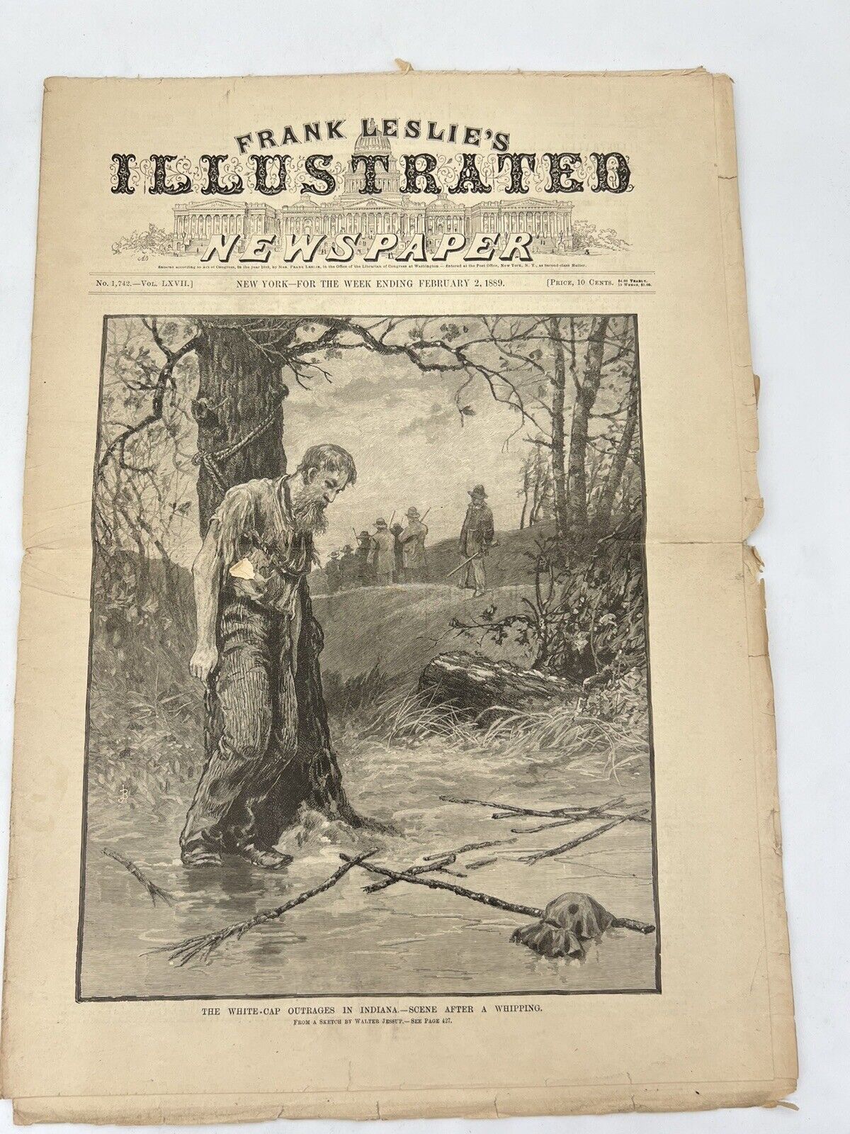 Frank Leslie’s Illustrated Newspaper- 2/2/1889 - White Cap Whippings Indiana