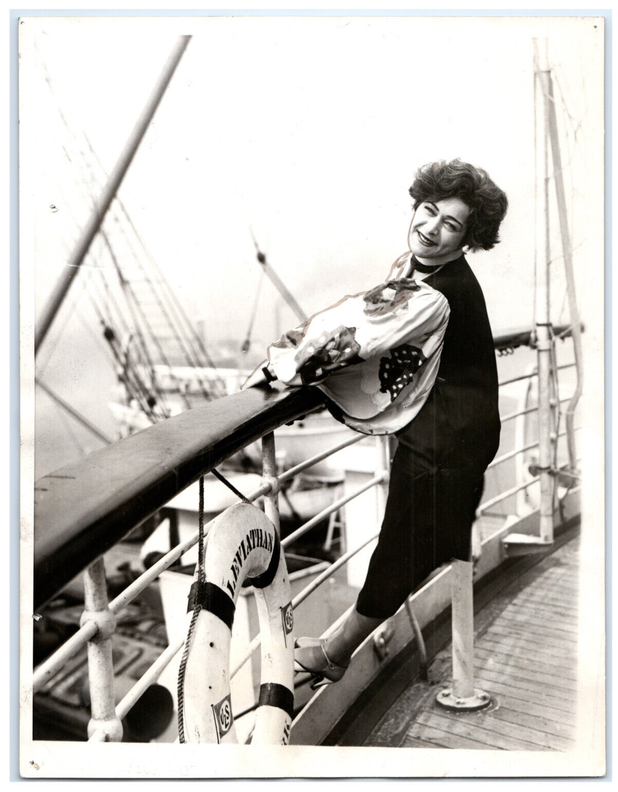 ALLA NAZIMOVA on USS Leviathan Original Vintage Photo Polish Film Actress 1925
