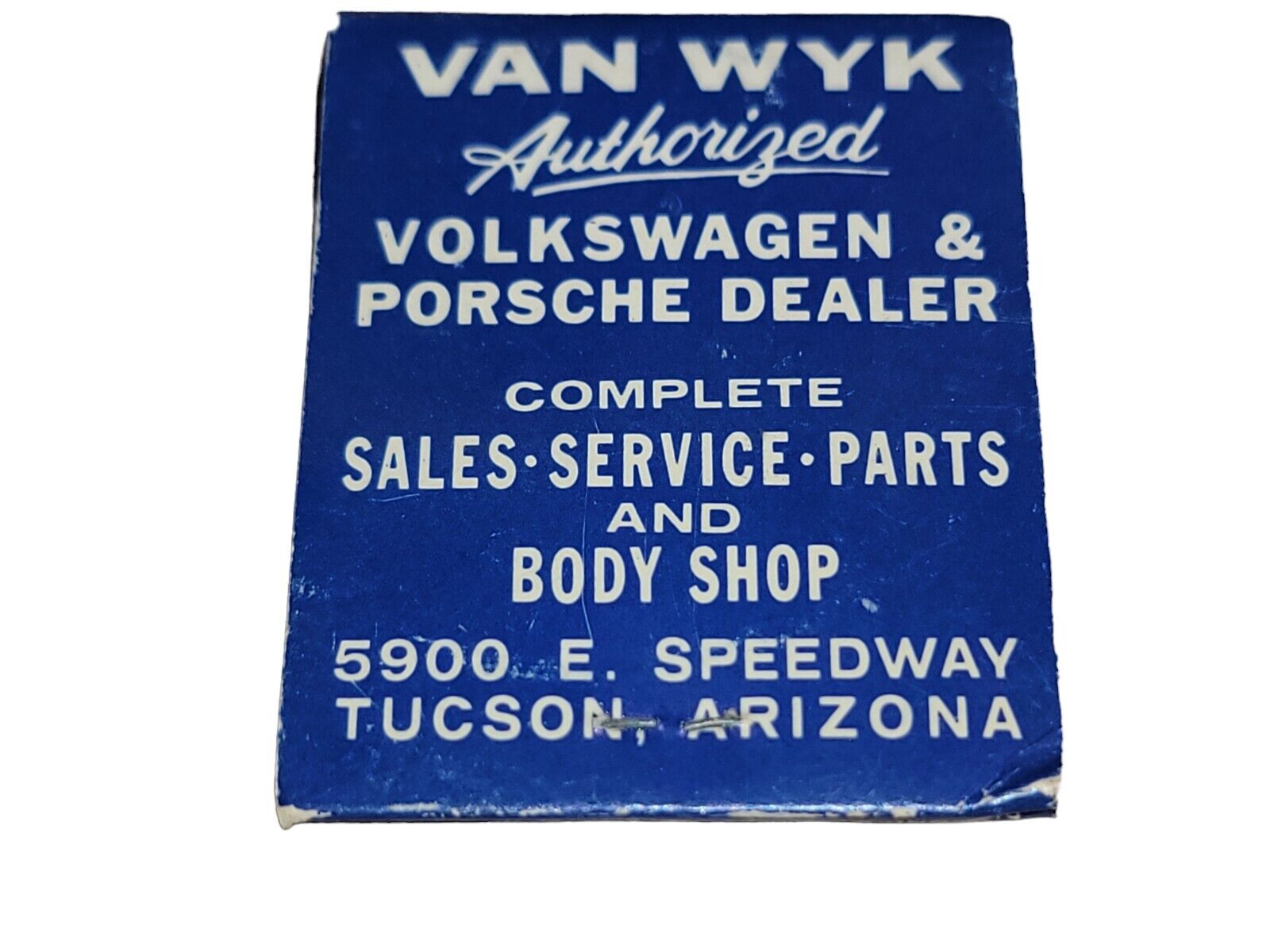 Vintage VW Volkswagen & Porsche Dealer Matches VAN WYK Arizona Matchbook