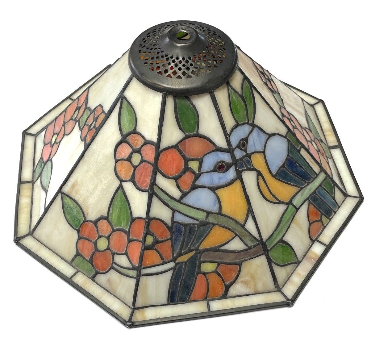 Vintage Stained Glass Tiffany Style Lamp Shade Only- Lovebirds