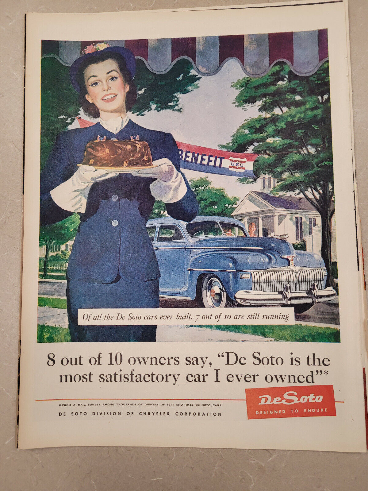 VTG 1945 Orig Magazine Ad DESOTO 8/10 Owners Most Satisfactory Car Owned