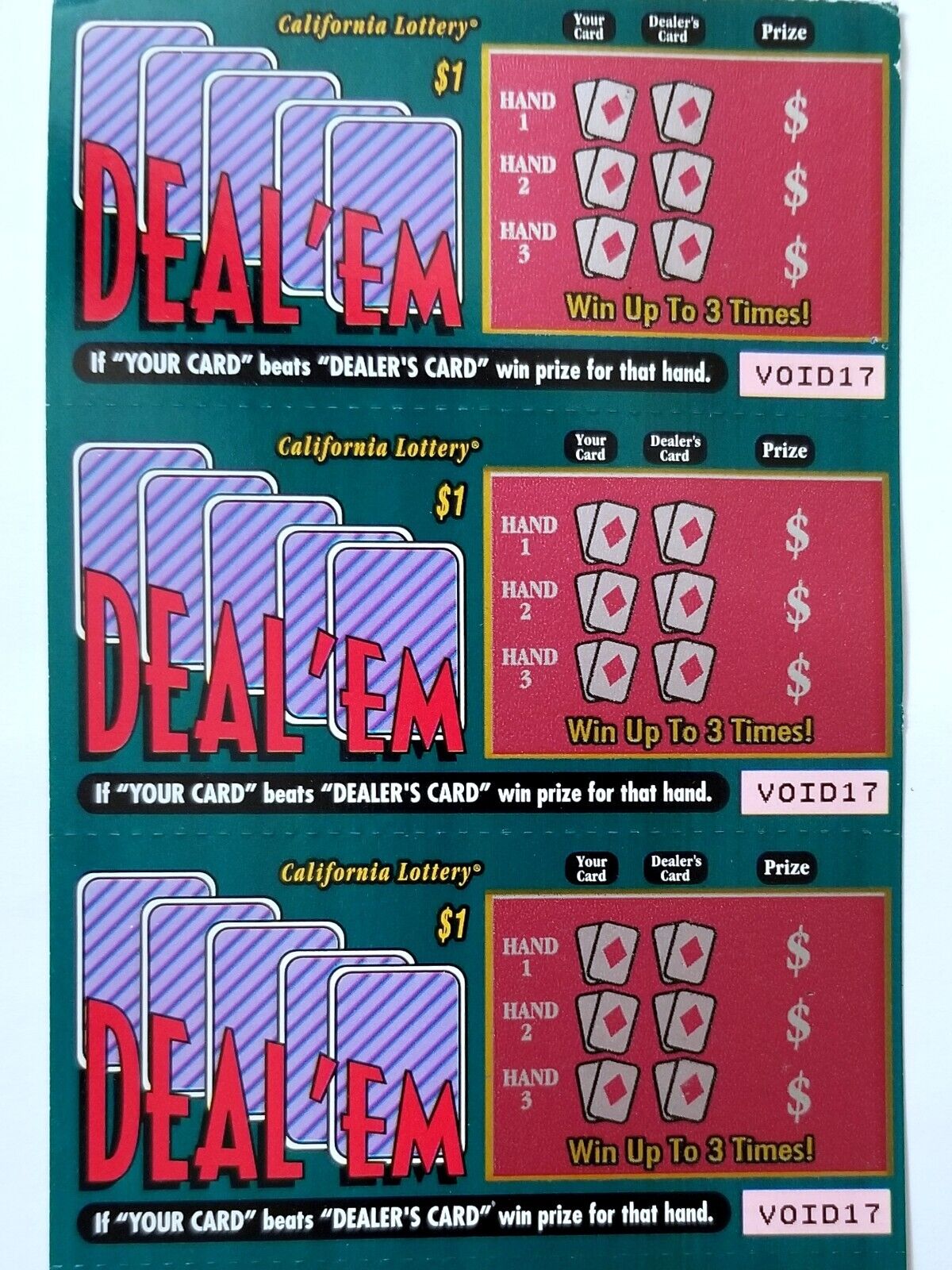 1995 NEW UNCUT CALIFORNIA STATE LOTTERY 8 SCRATCHER TICKET SCRATCH OFF VTG CARDS