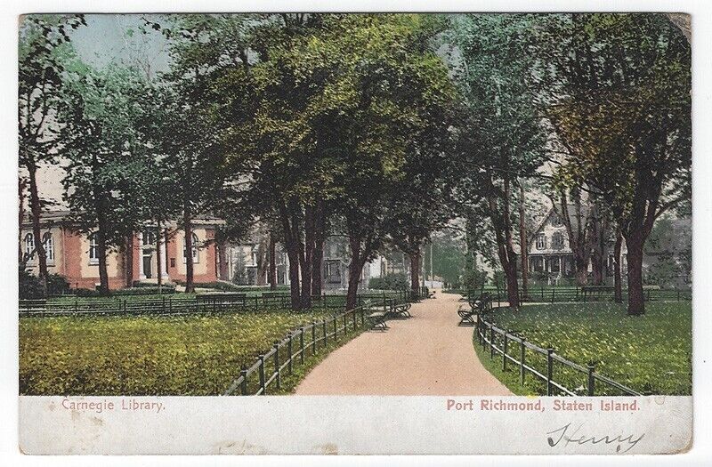 Port Richmond, Staten Island, New York, Postcard View ofCarnegie Library, 1907