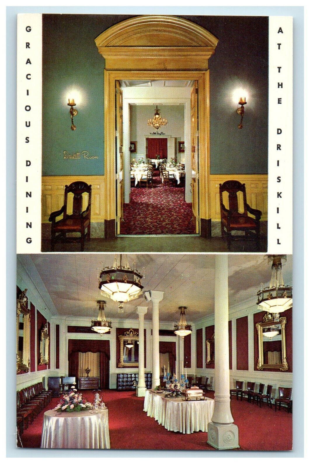 c1960s The Famous Driskill Hotel, Driskill and Maximillian Dining Room Postcard