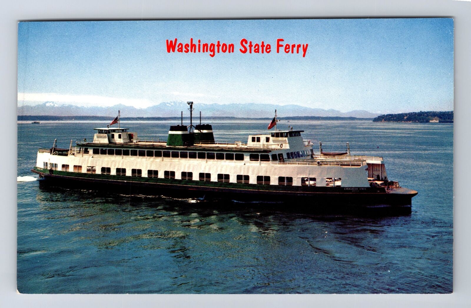 WA-Washington, Washington State Ferry, Vintage Postcard