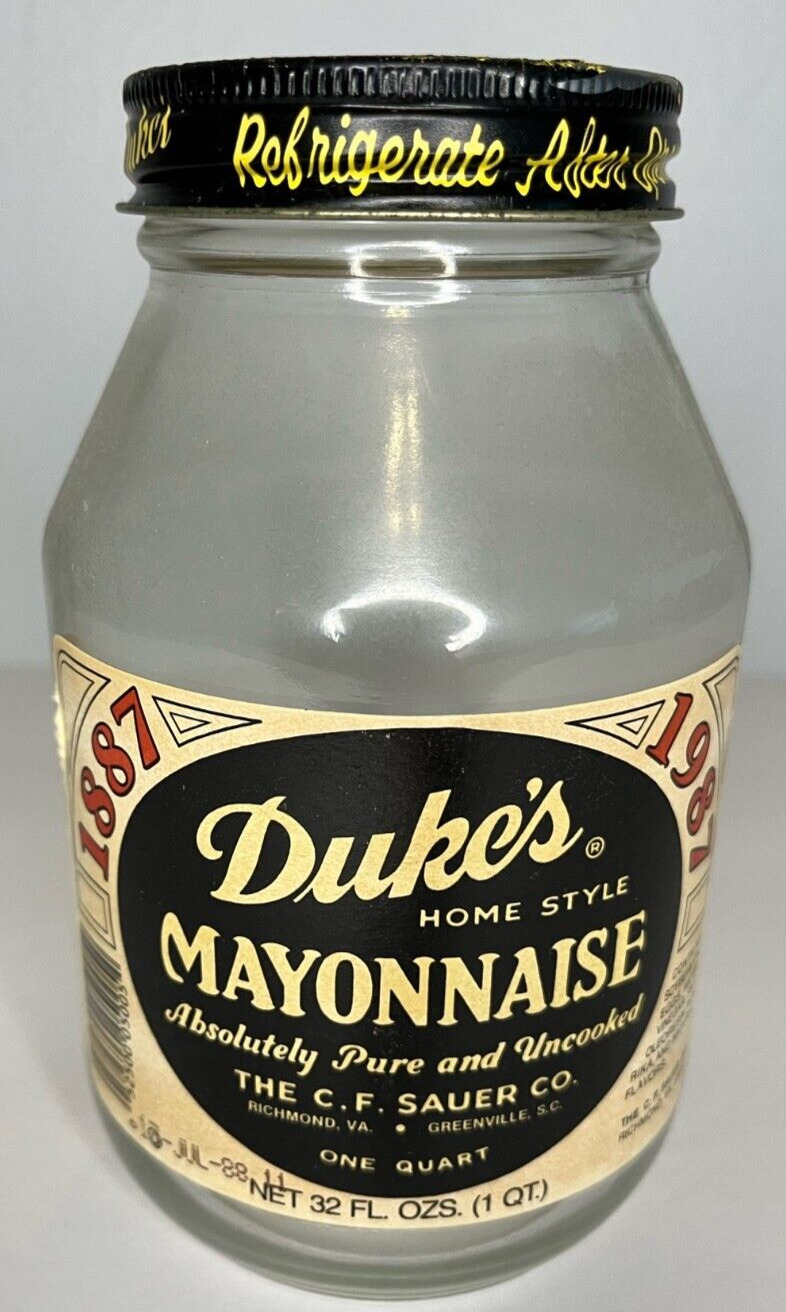 Vintage 100th Anniversary 1987 Dukes Mayonnaise Jar