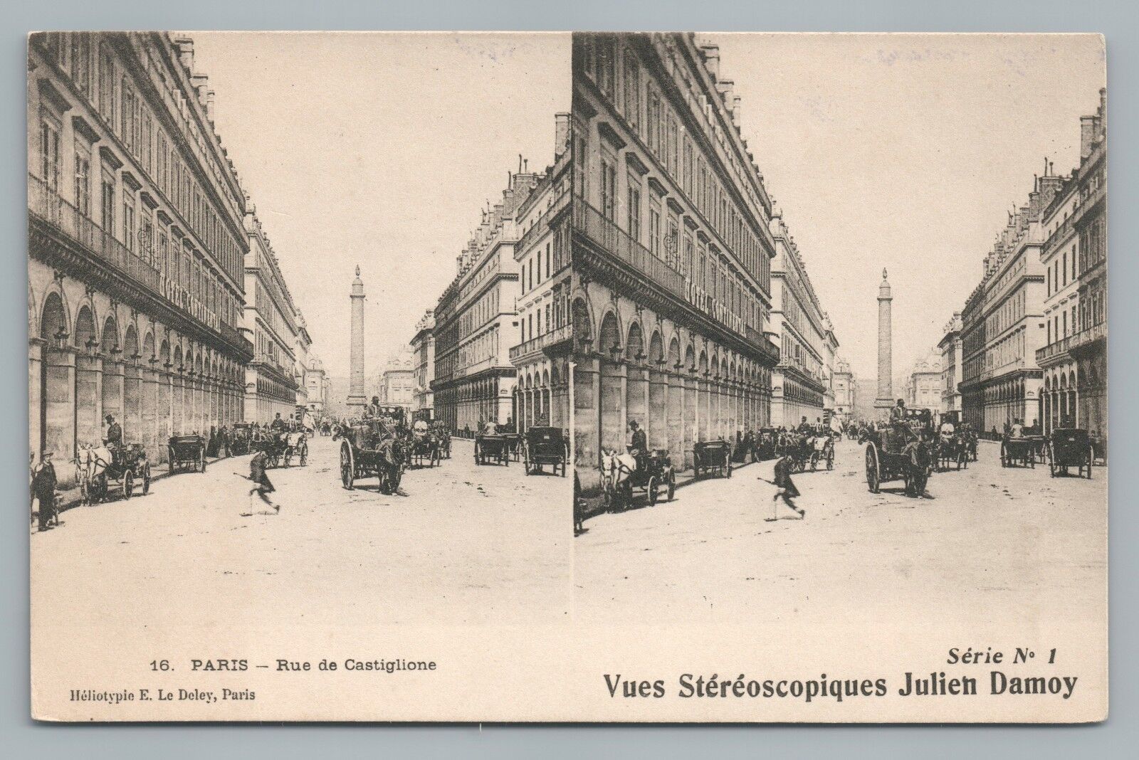 Stereoscope PC Paris—Julien Damoy—Antique—Rue de Castiglione CPA 1910s