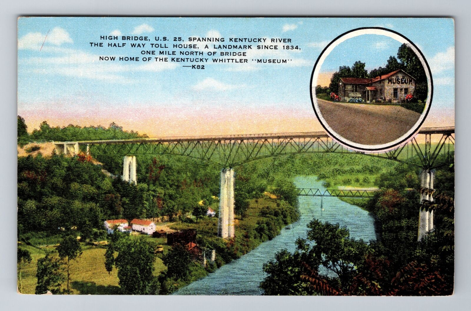 KY-Kentucky, High Bridge, Aerial, Antique, Vintage Souvenir Postcard
