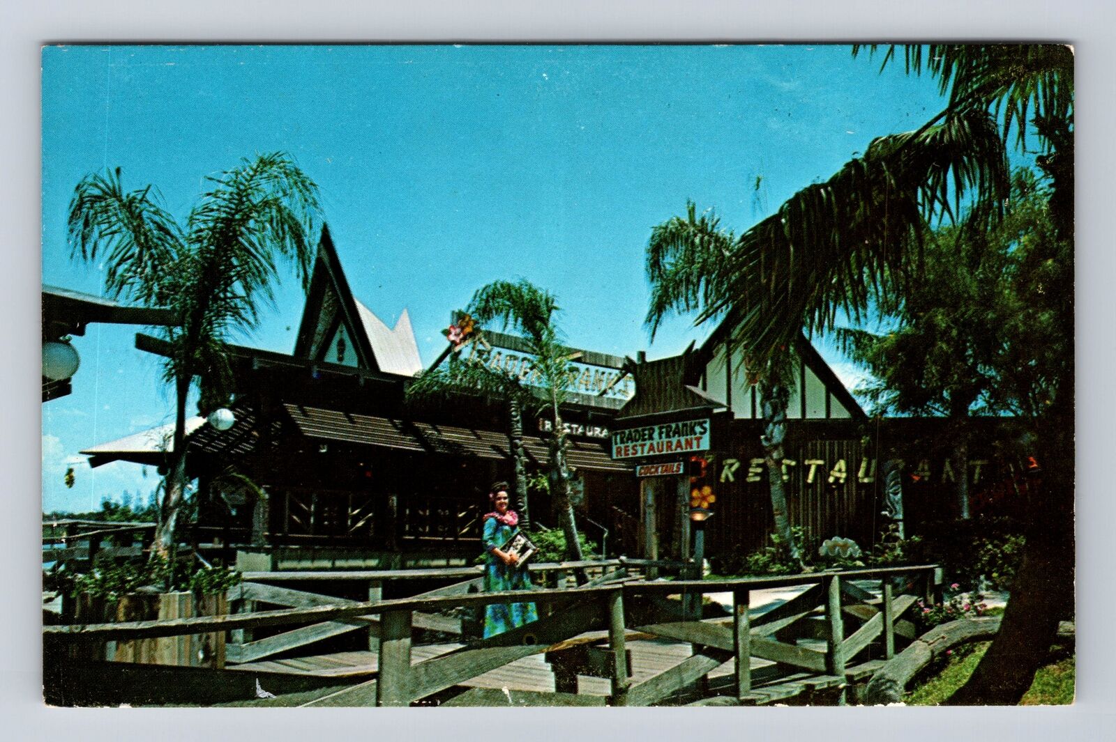 Indian Rocks Beach FL-Florida Trader Frank's Restaurant Gardens Vintage Postcard