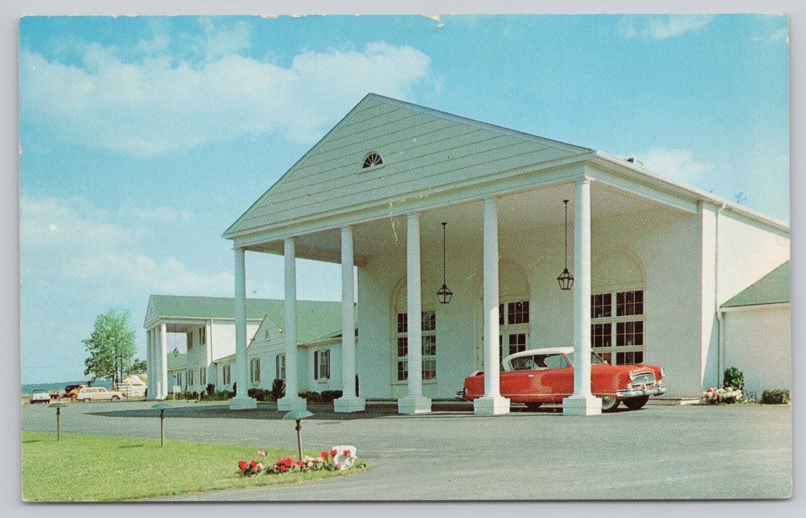 Denver Pennsylvania, Colonial Motor Lodge Advertising Old Car, Vintage Postcard