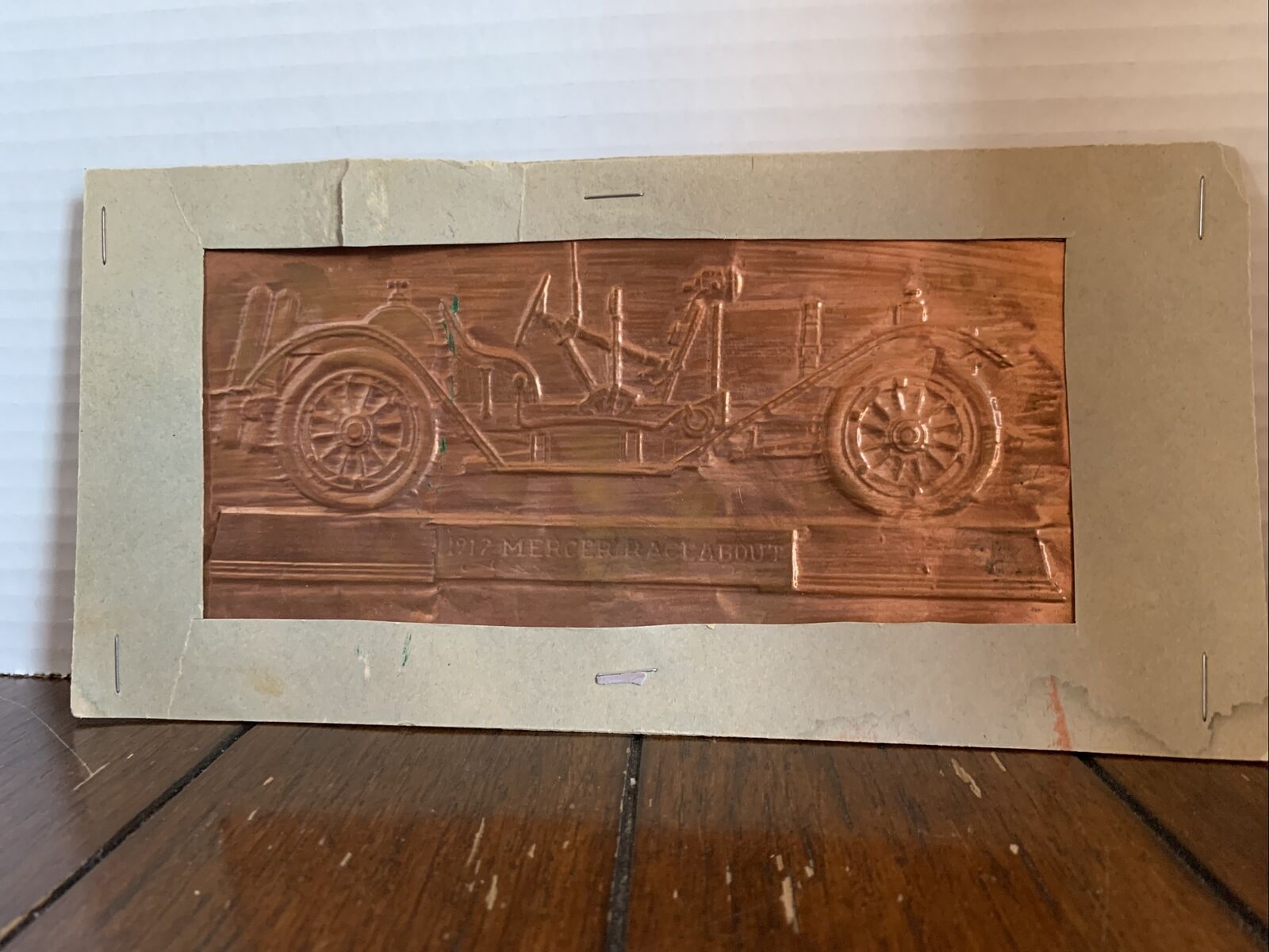 Antique 1912 Mercer Raceabout Detailed Stamped Pressed Copper Sheet
