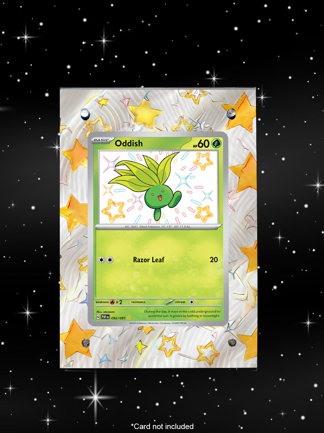 Oddish 092/091 - Pokemon Paldean Fates - Magnetic Card Case + Artwork + Stand 