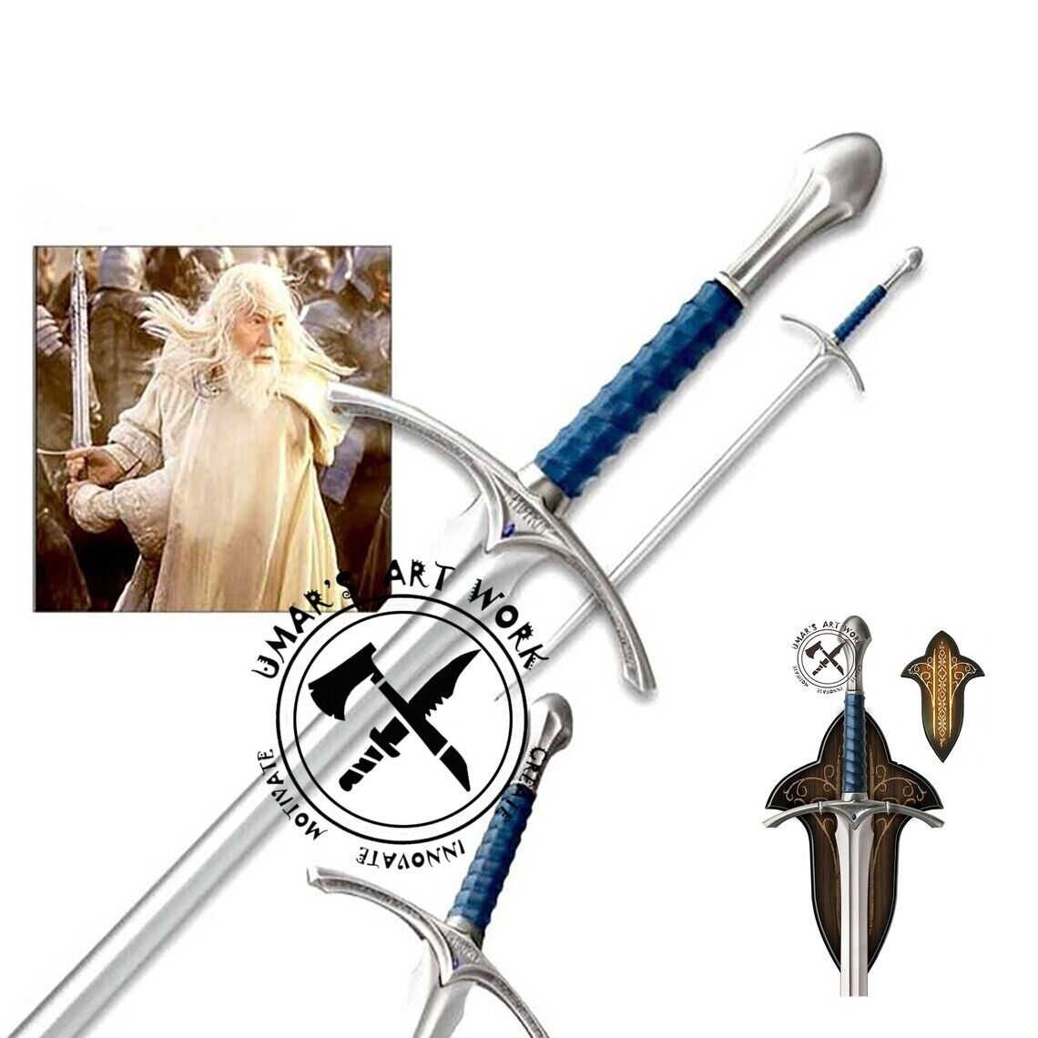 Monogram Sword, Sword of Glamdring the Elvenking Long Sword, Wall Mount Decor