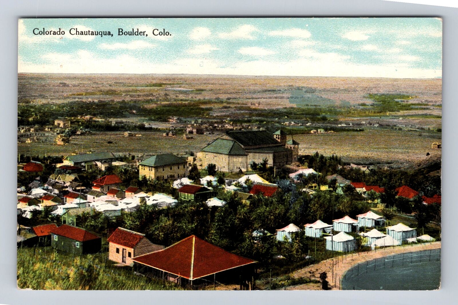 Boulder CO-Colorado, Aerial View Colorado Chautauqua, Antique Vintage Postcard