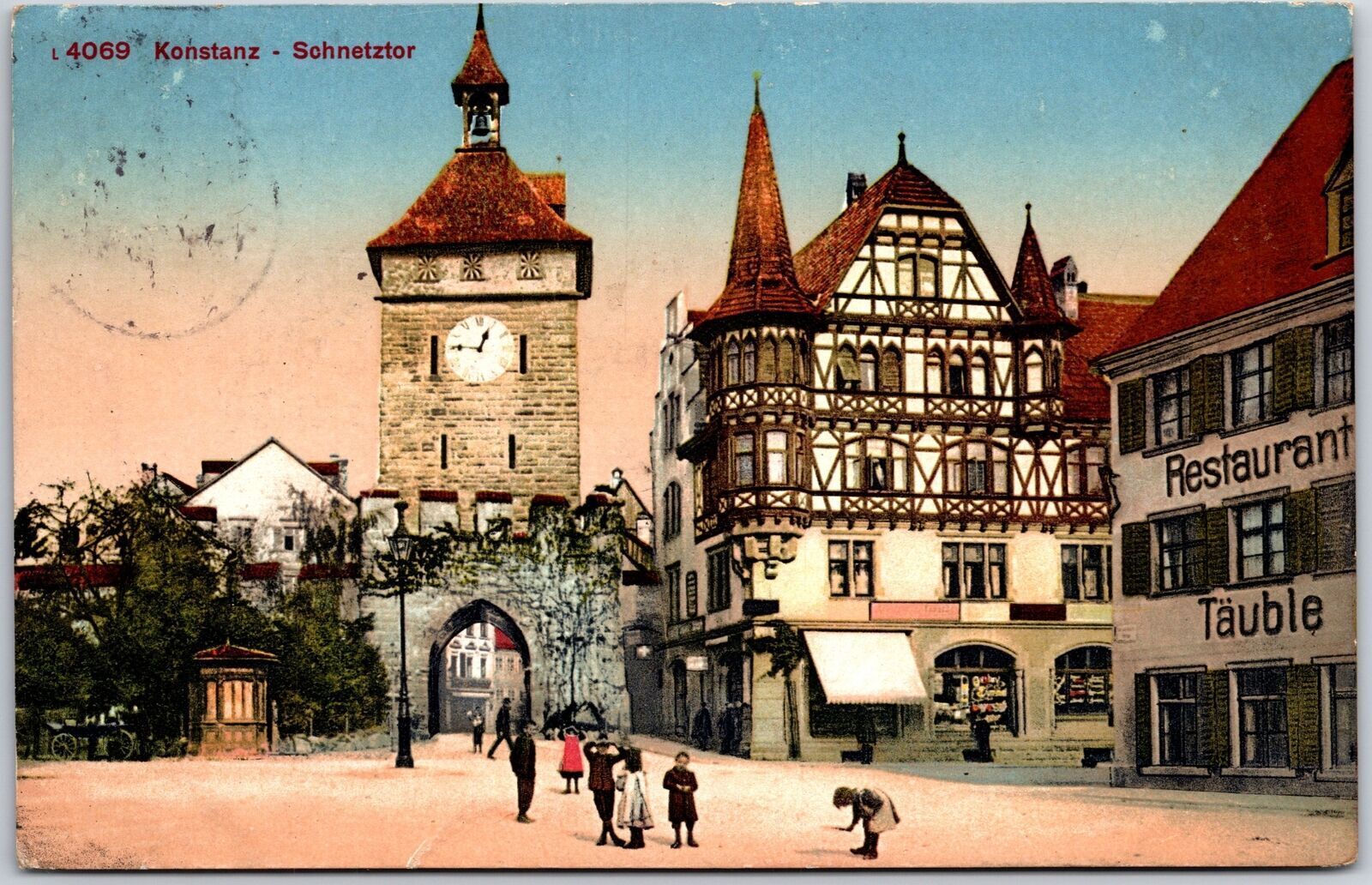 1910\'s Konstanz Sohnetztor Germany Restaurant Buildings Posted Postcard
