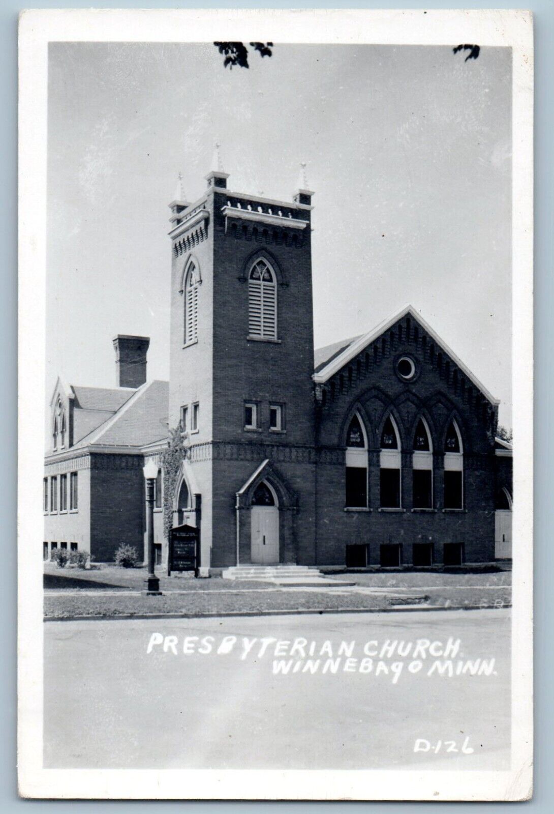 Winnebago Minnesota MN Postcard RPPC Photo Presbyterian Church c1940\'s Vintage