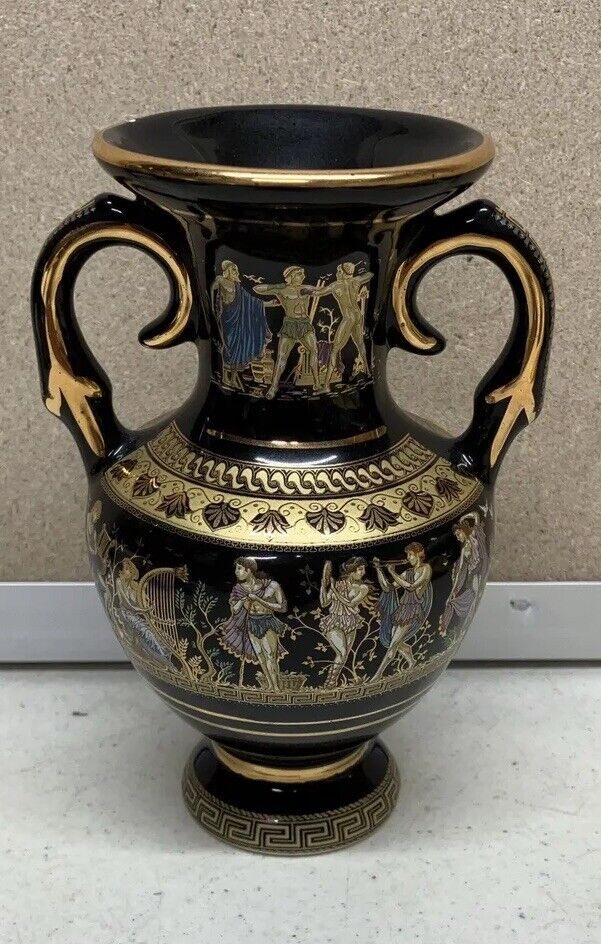 Fakiolas Vase Handmade In Greece 24k Gold Accents (MB26)
