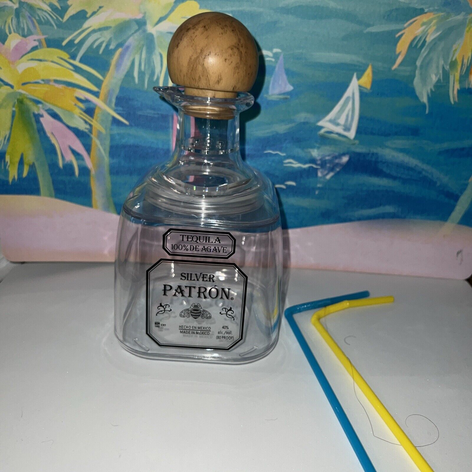 JUMBO (one Liter) Patron Tequila Acrylic Cocktail Shaker /decanter  9 Inch Tall