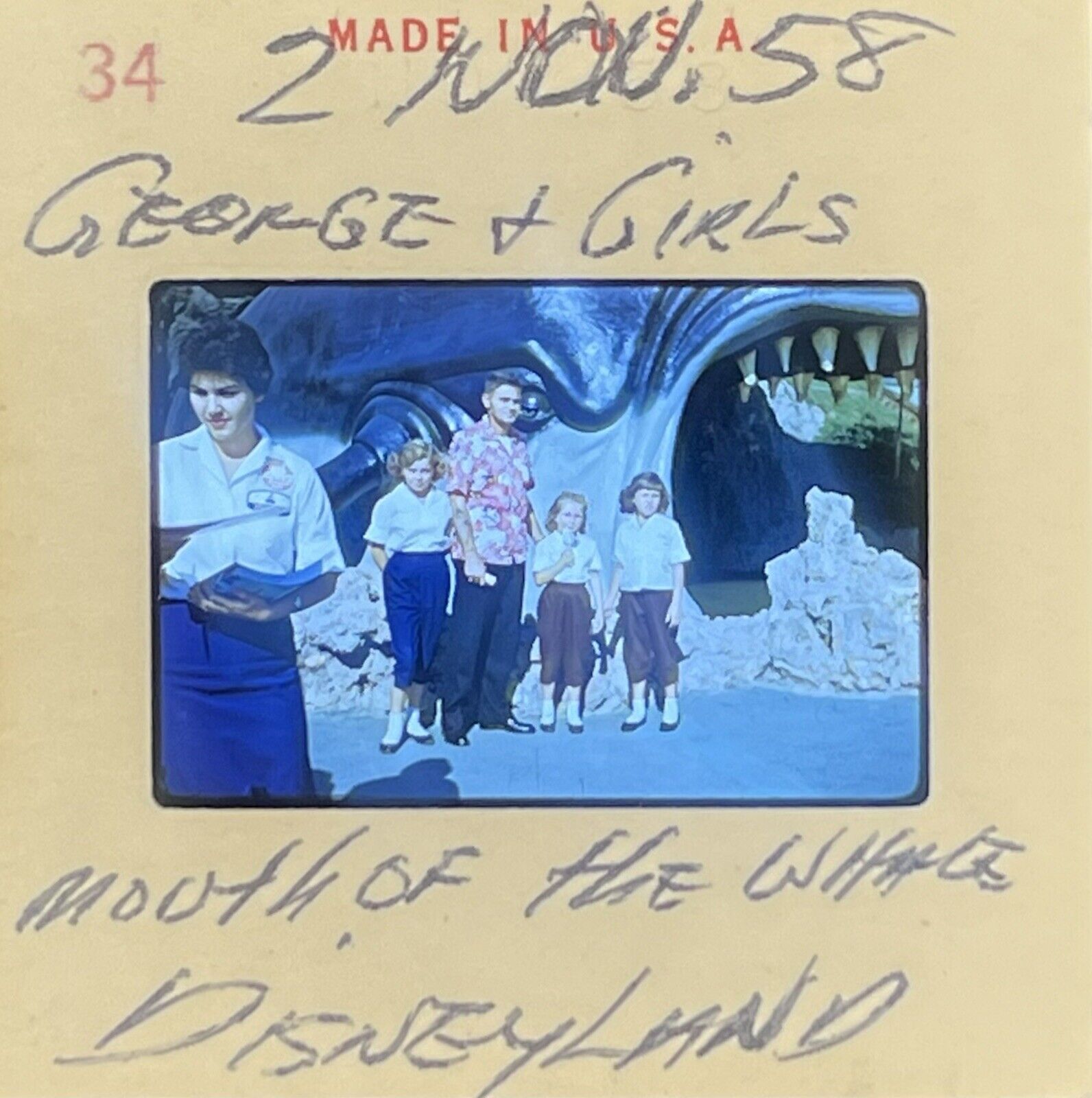 Vintage Photo Slide 35mm 1958 Disneyland Storybook Land Mouth of the Whale MCM