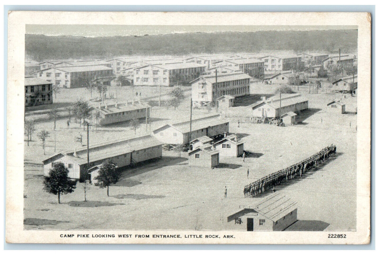 c1940s Camp Pike Looking West from Entrance Little Rock Arkansas AR WW2 Postcard