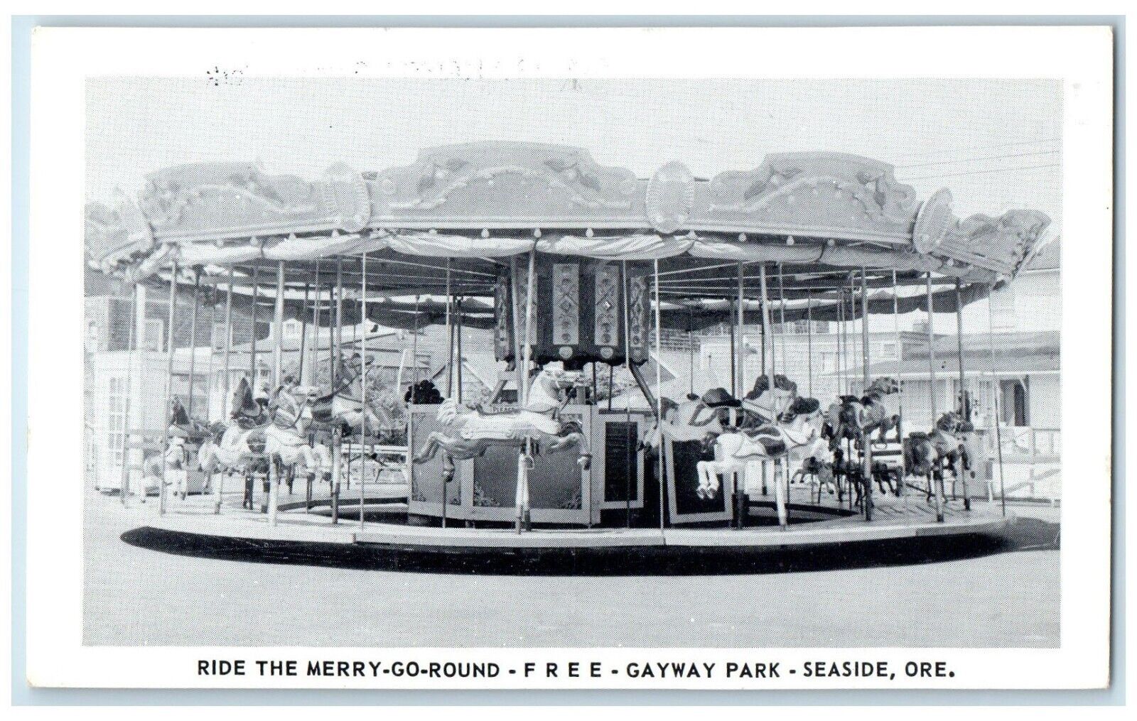c1940 Ride Merry Go Round Gayway Park Amusement Park Seaside Oregon OR Postcard