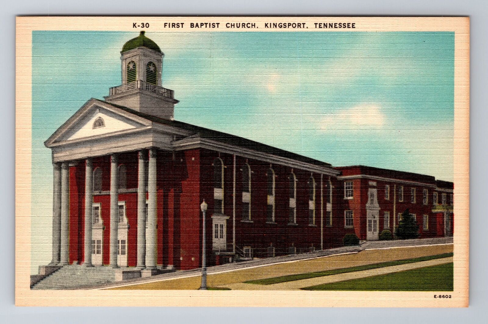 Kingsport TN-Tennessee, First Baptist Church, Religion Antique Vintage Postcard