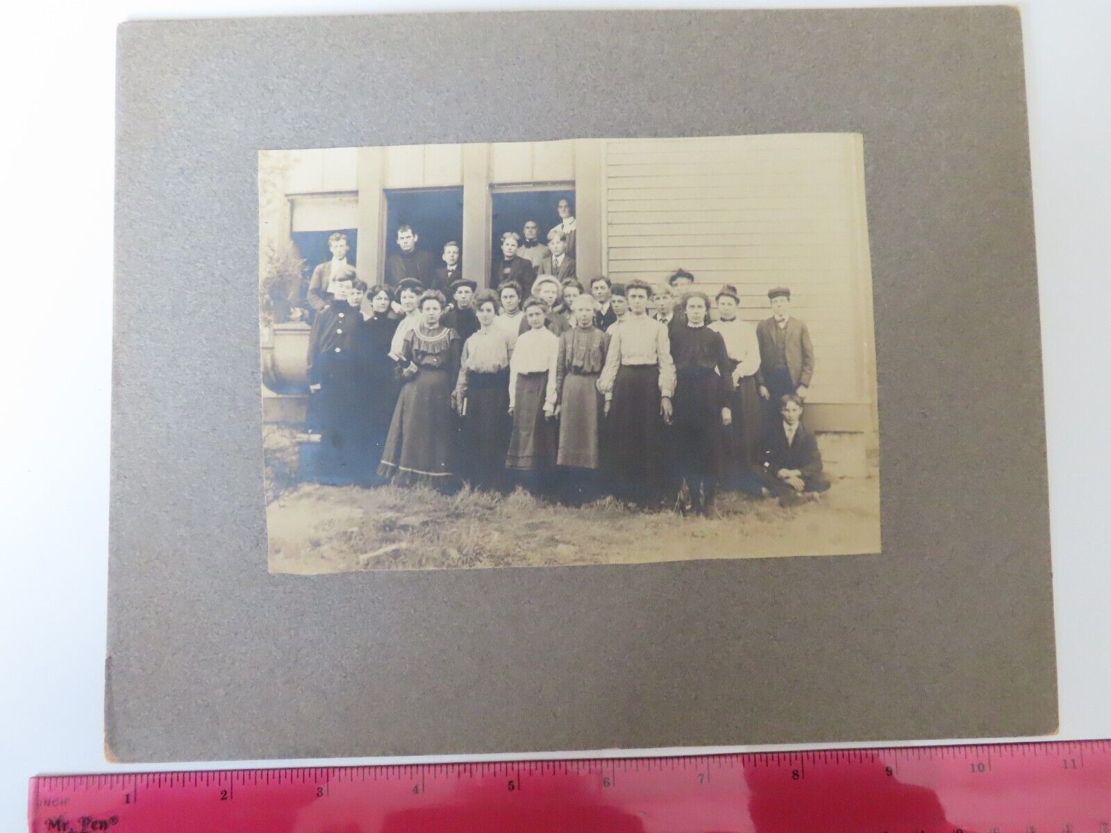 Vintage PHOTO ON BOARD*School Photo*1904*EUDORA, KANSAS*ID on back*genealogy