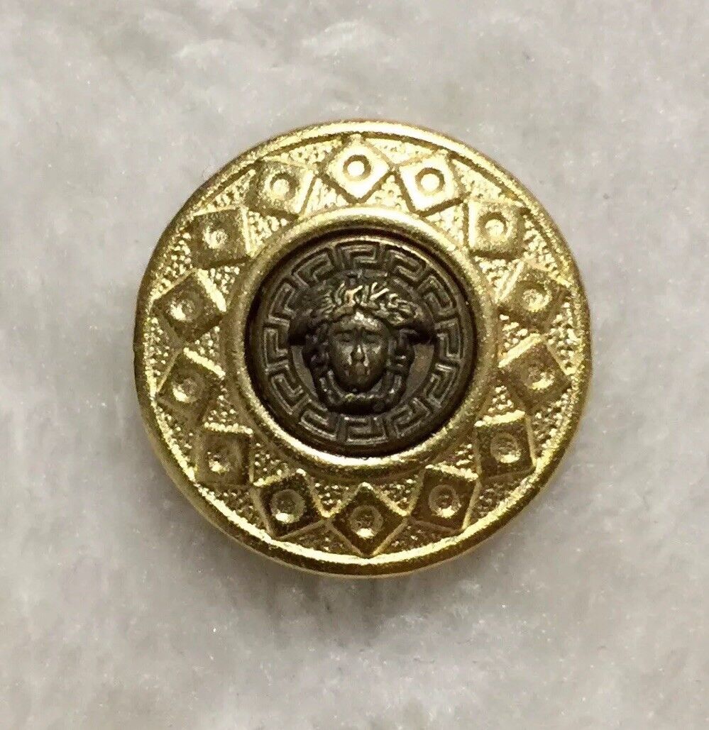 One (1) Brass/Gold Metal Button of the Greek Mythology Medusa Snake Head