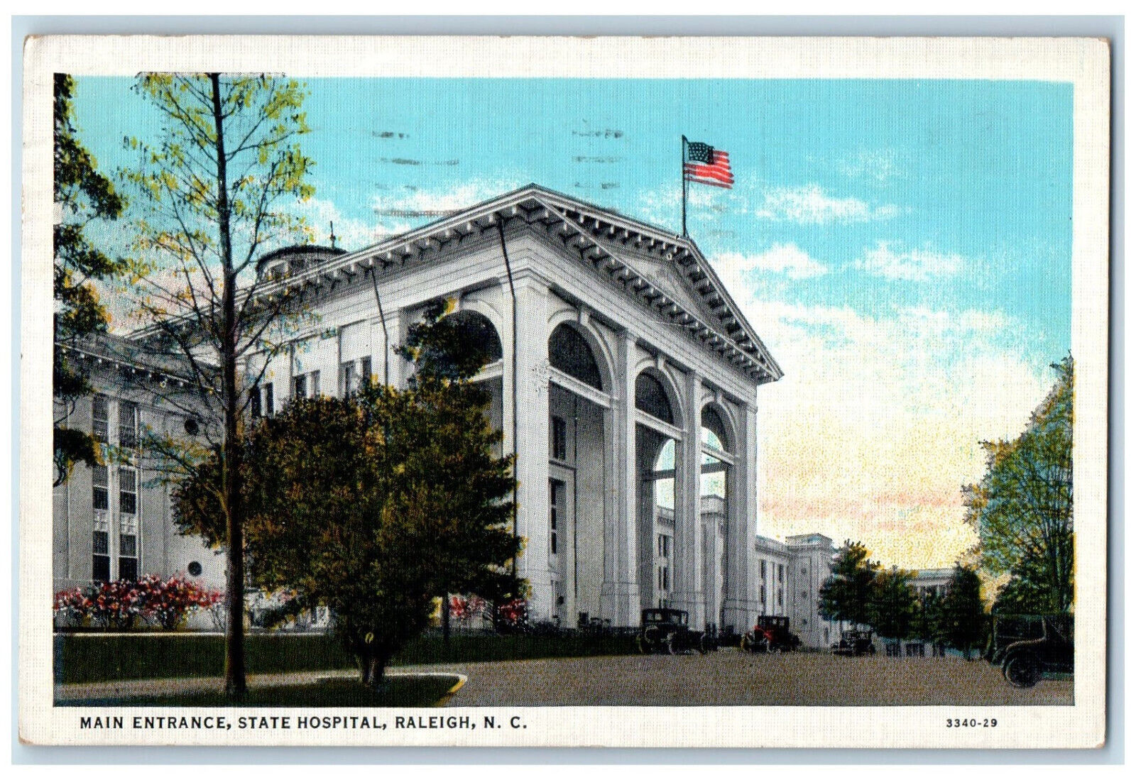 1937 Main Entrance State Hospital Raleigh North Carolina NC Vintage Postcard
