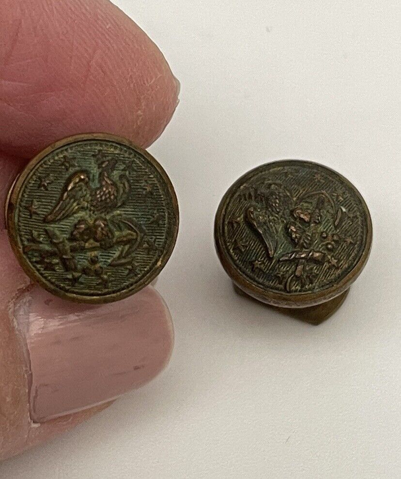 VINTAGE WW1 ALFREDO ROENSCH & CO. MANILA MILITARY HAT CAP BUTTONS SET OF 2