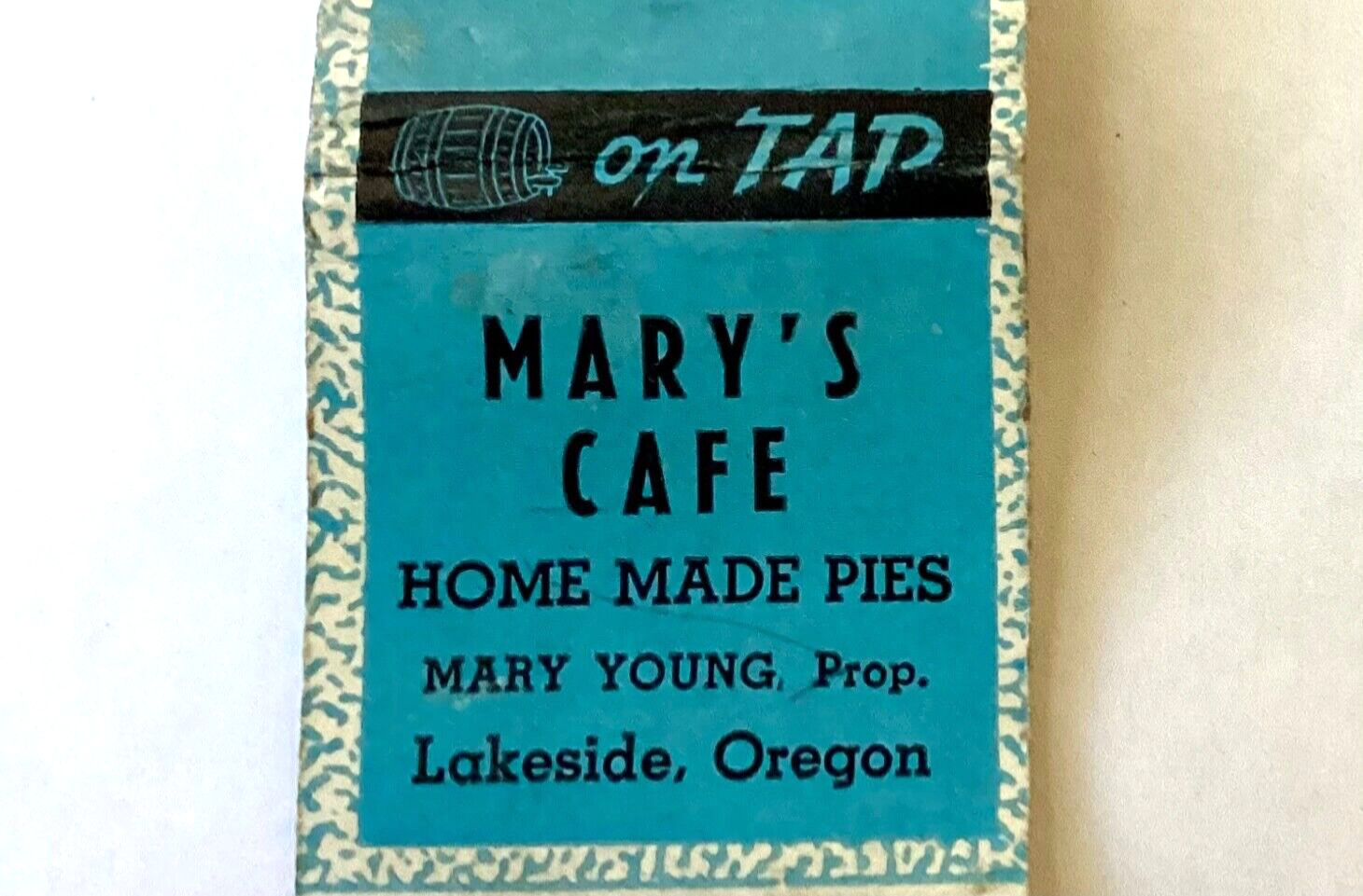 1930’S LAKESIDE, OREGON-MARY’S CAFE, H.G. BRACE CO, SEATTLE, OR MATCHBOOK COVER