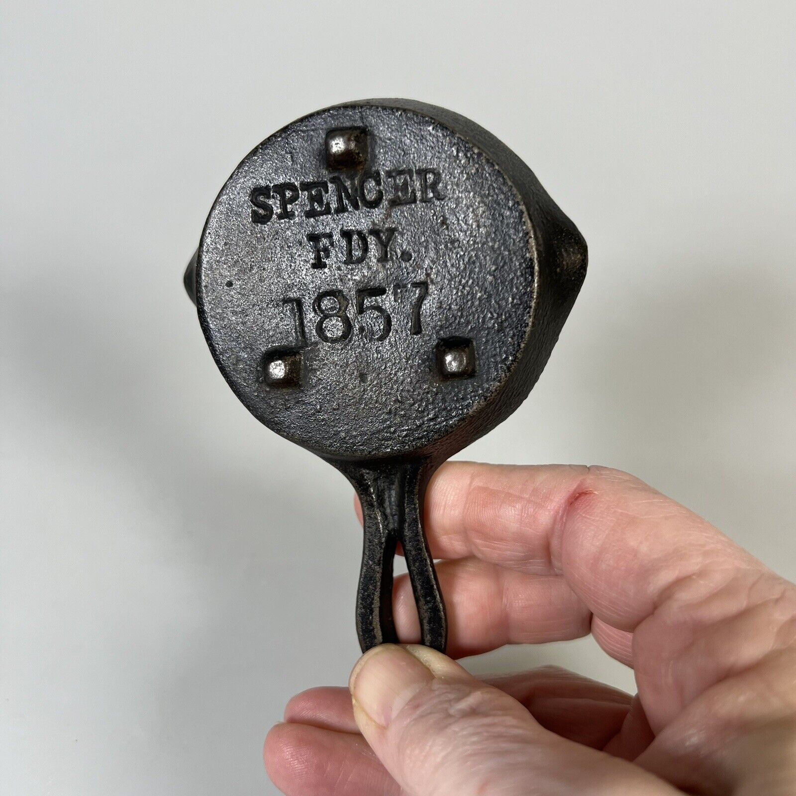 Spencer Foundry 1857 Miniature Cast Iron 4 3/8” Skillet Pan Salesman Sample  E5