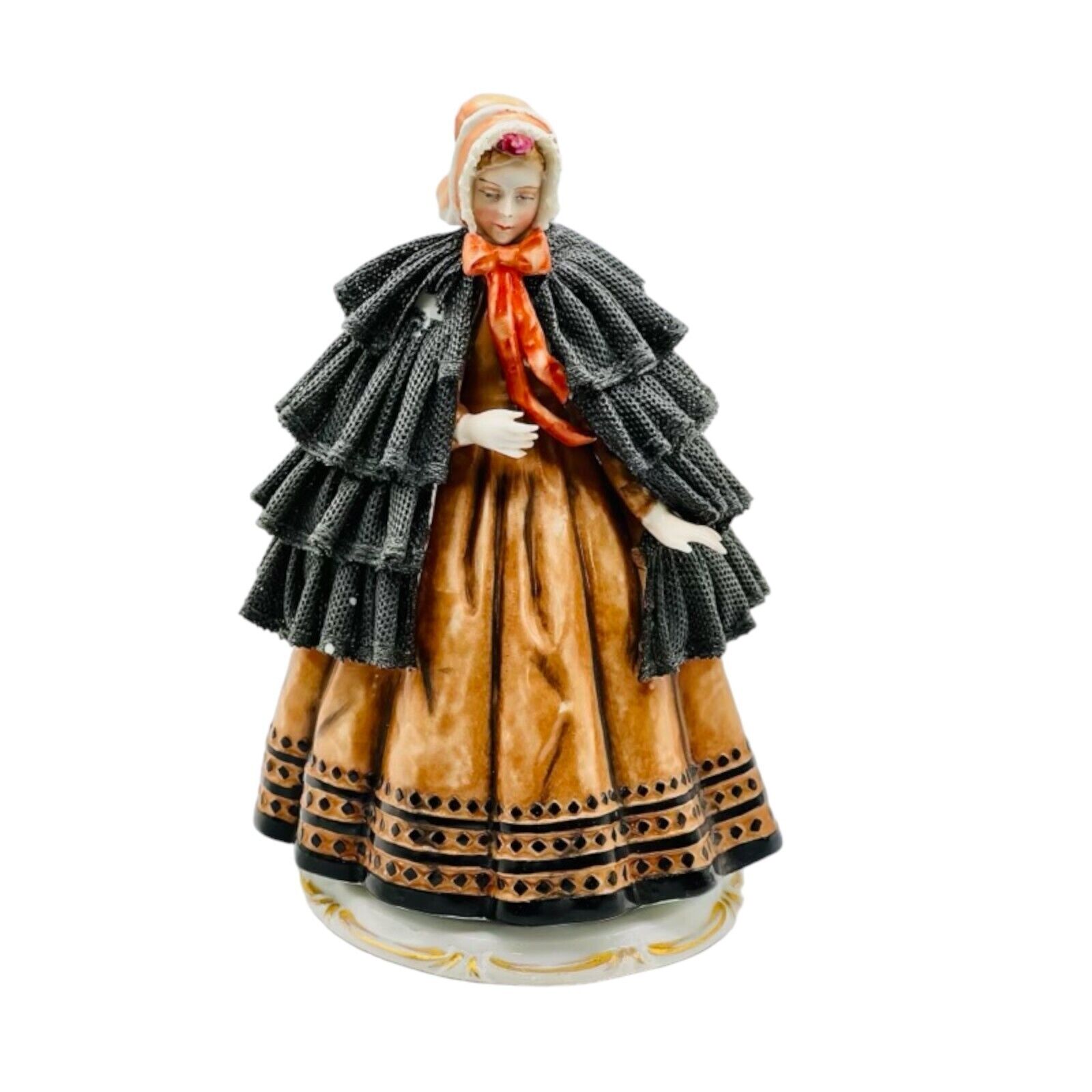 RARE  VTG 1863 Sitzendorf Dresden Lace Figurine GODEY\'S FASHIONS AS IS SEE PICS
