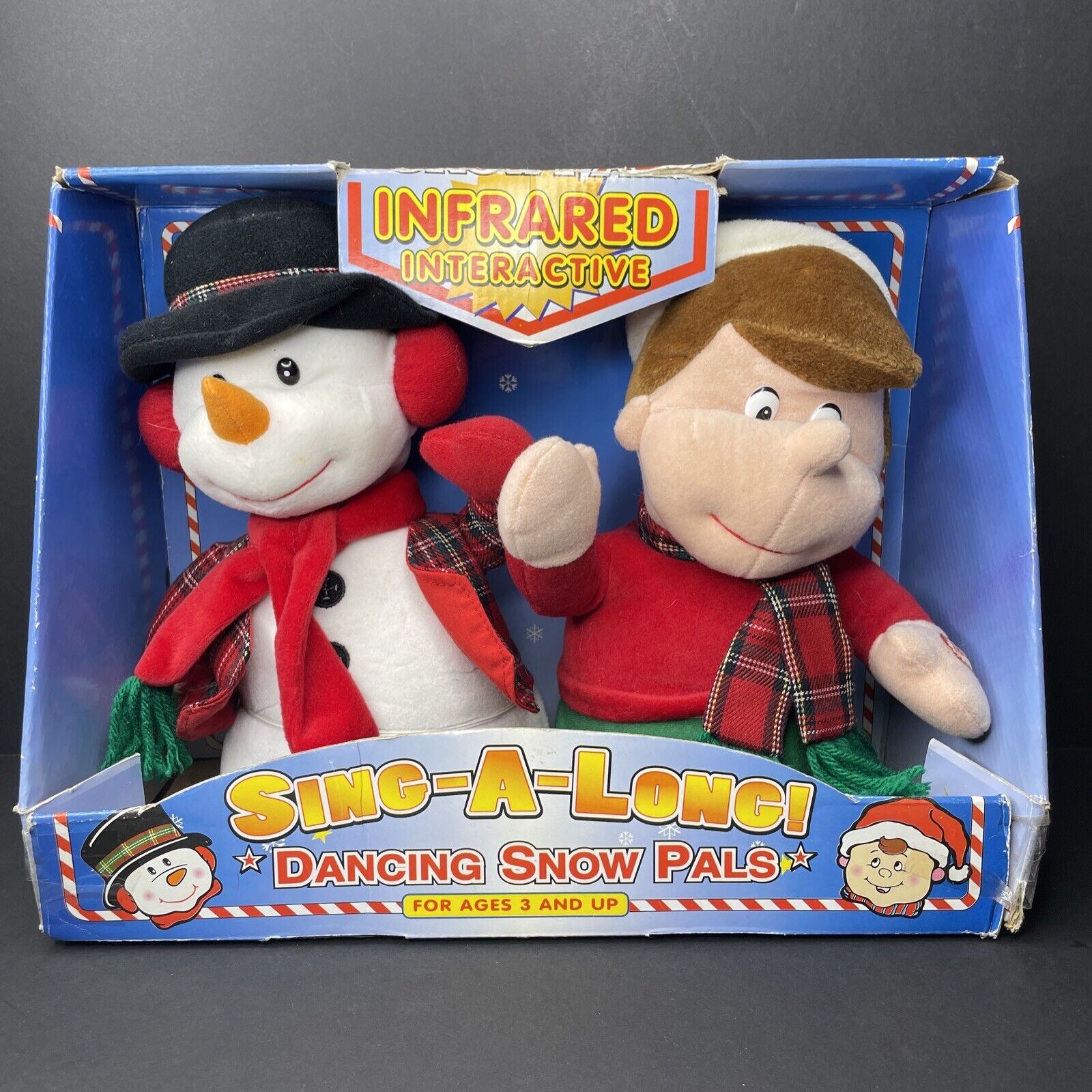 Vintage 1990s Avon Kids Sing Along Snow Pals Plush Boy & Snowman w/ Original Box