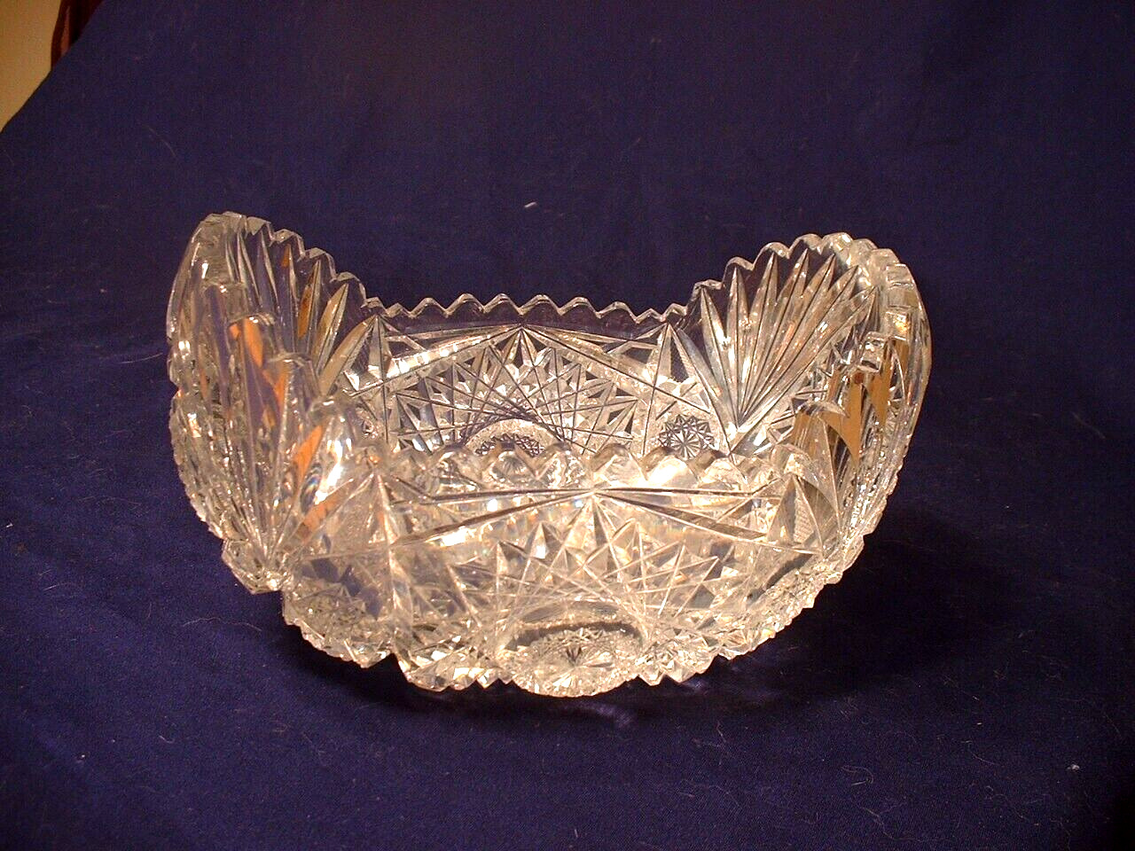 Wonderful Unusual Antique ABP Brilliant Period Cut Glass Oval Bowl