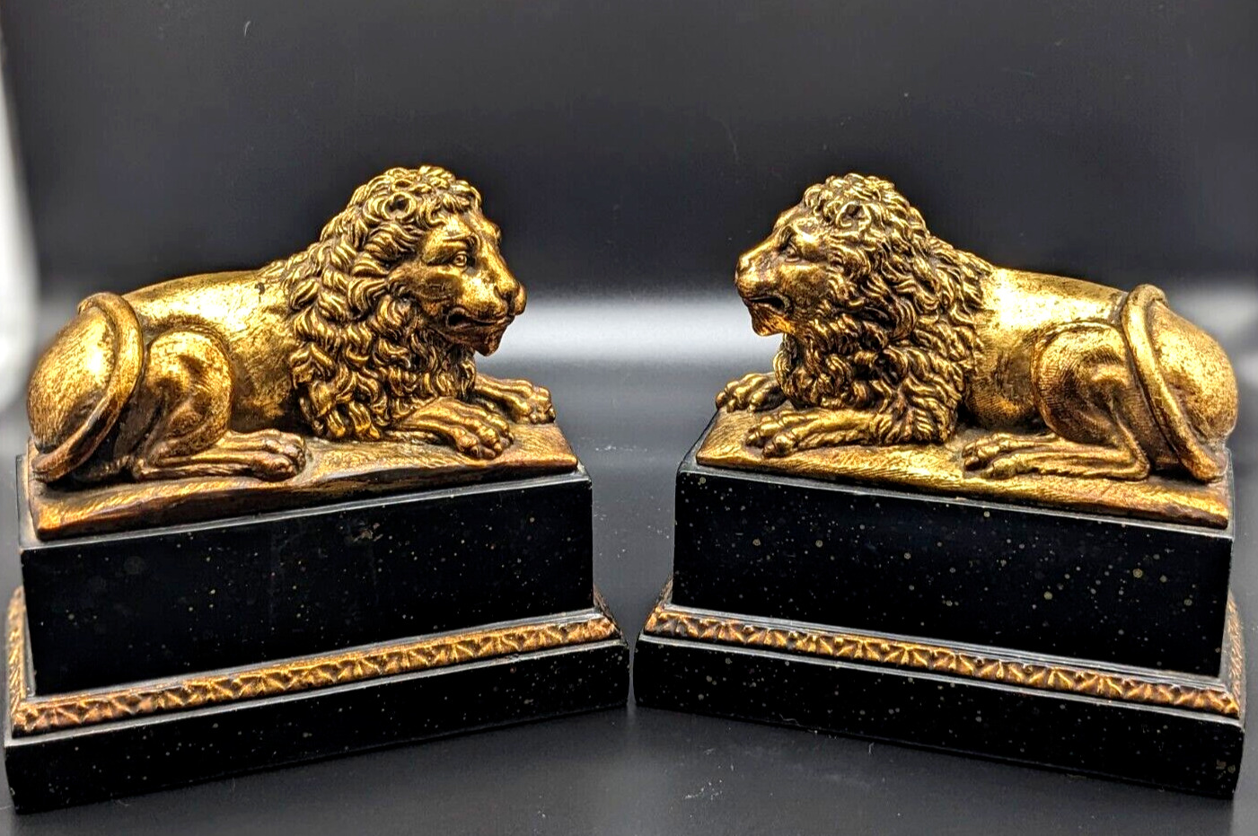 Vintage Borghese Lion Bookends