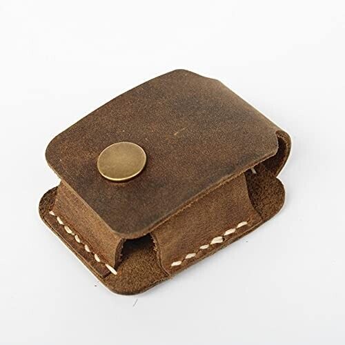 Genuine Leather Lighter Pouch Case Holder with Pocket Belt Loop