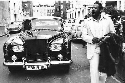Marvin Gaye Posing by Rolls Royce Car in London 24x36 Poster