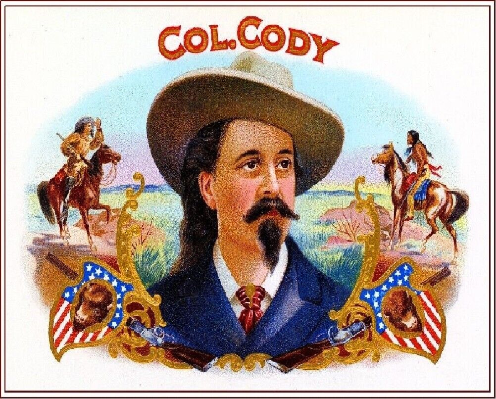 1909 Col. Buffalo Bill Cody Vintage Cigar Tobacco Box Crate Label Art Print