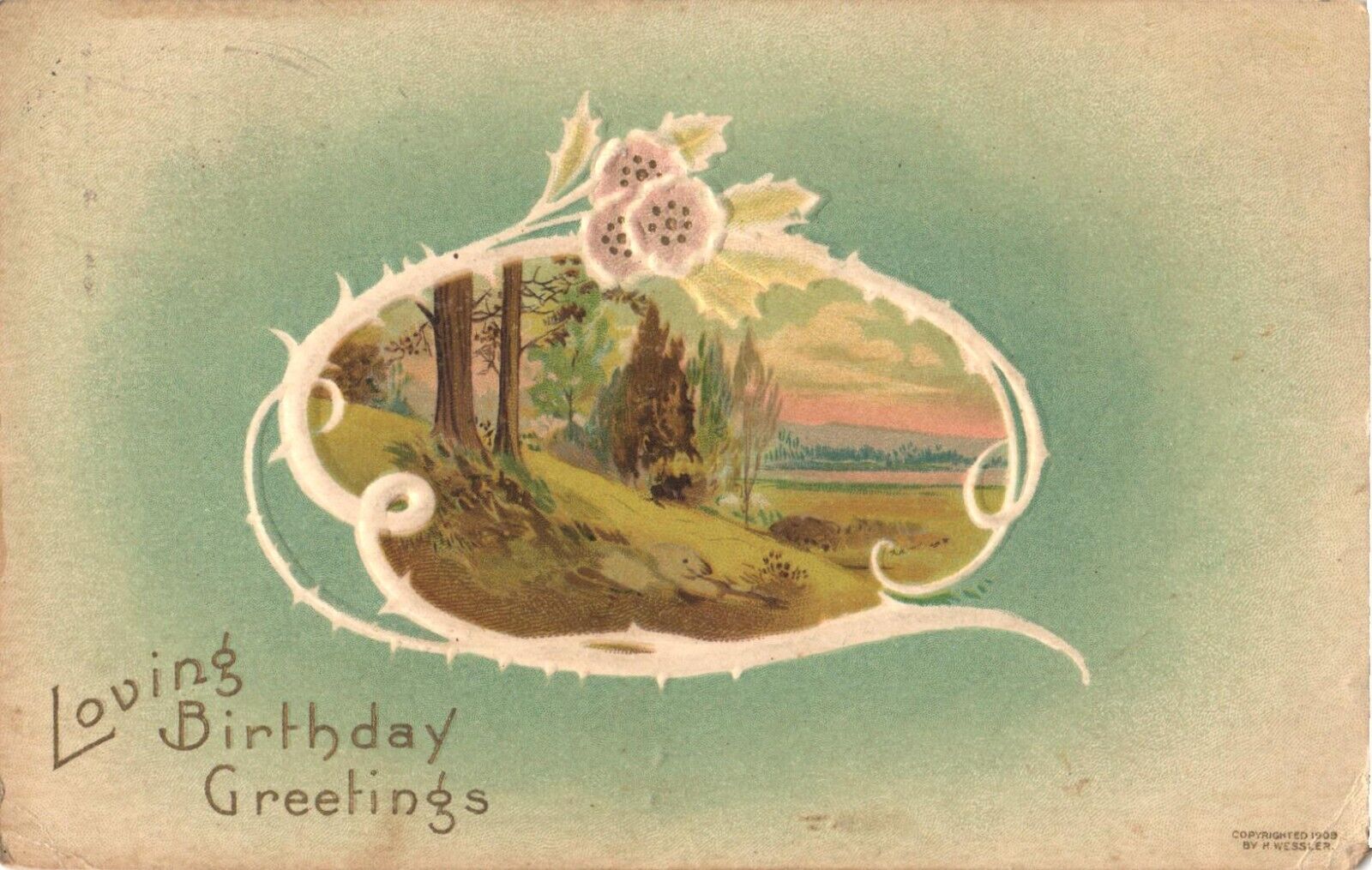 Beautiful Forest Scene, Loving Birthday Greetings Postcard