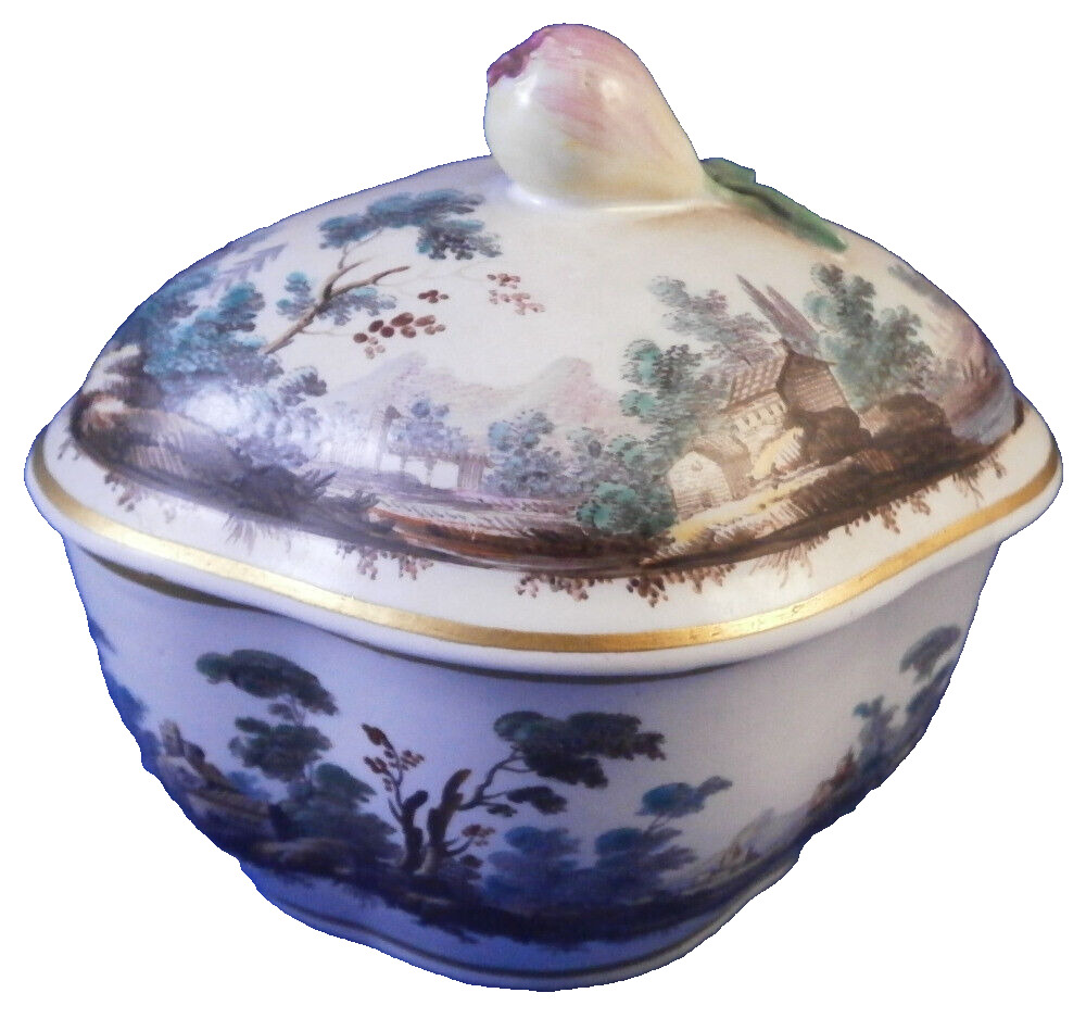 Antique 18thC Doccia Porcelain Sugar Bowl Dish Pot Porzellan Dose Box Ginori