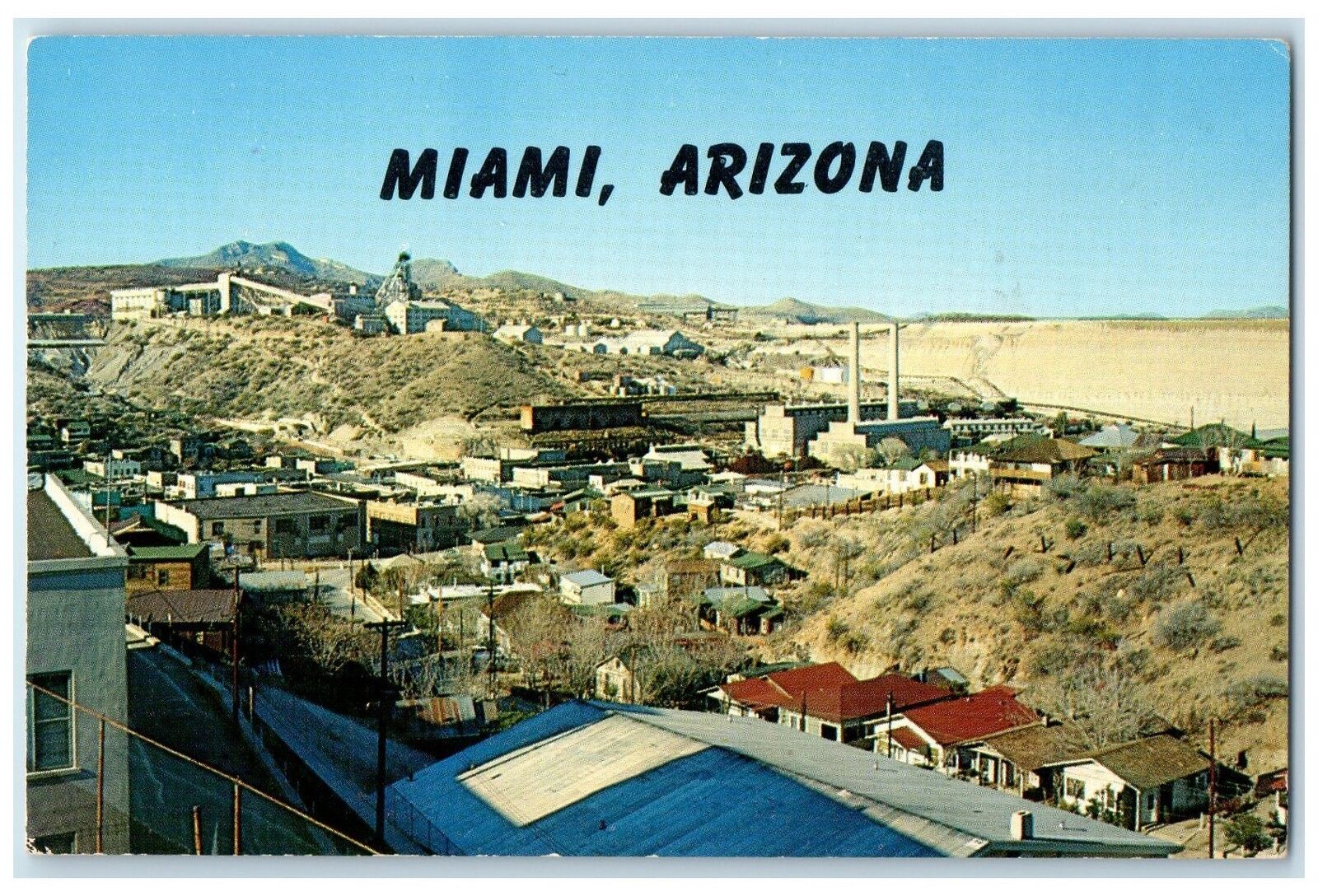 c1960s Showing Copper Mining Operations Miami Arizona AZ Unposted House Postcard