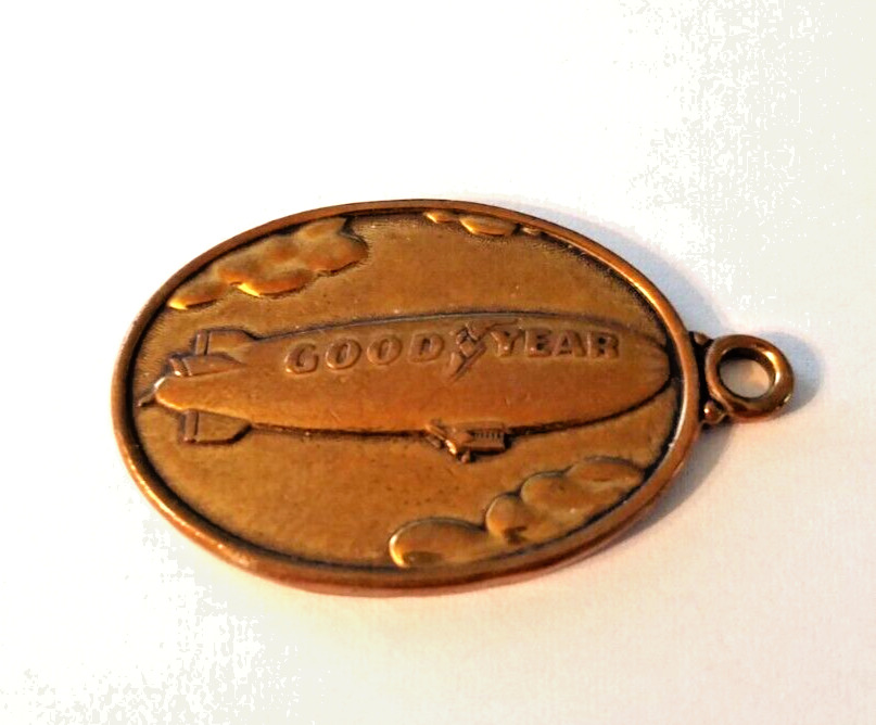 Vintage GOODYEAR TIRE & Rubber Co. BLIMP Bronze KEY CHAIN Return Mailbox