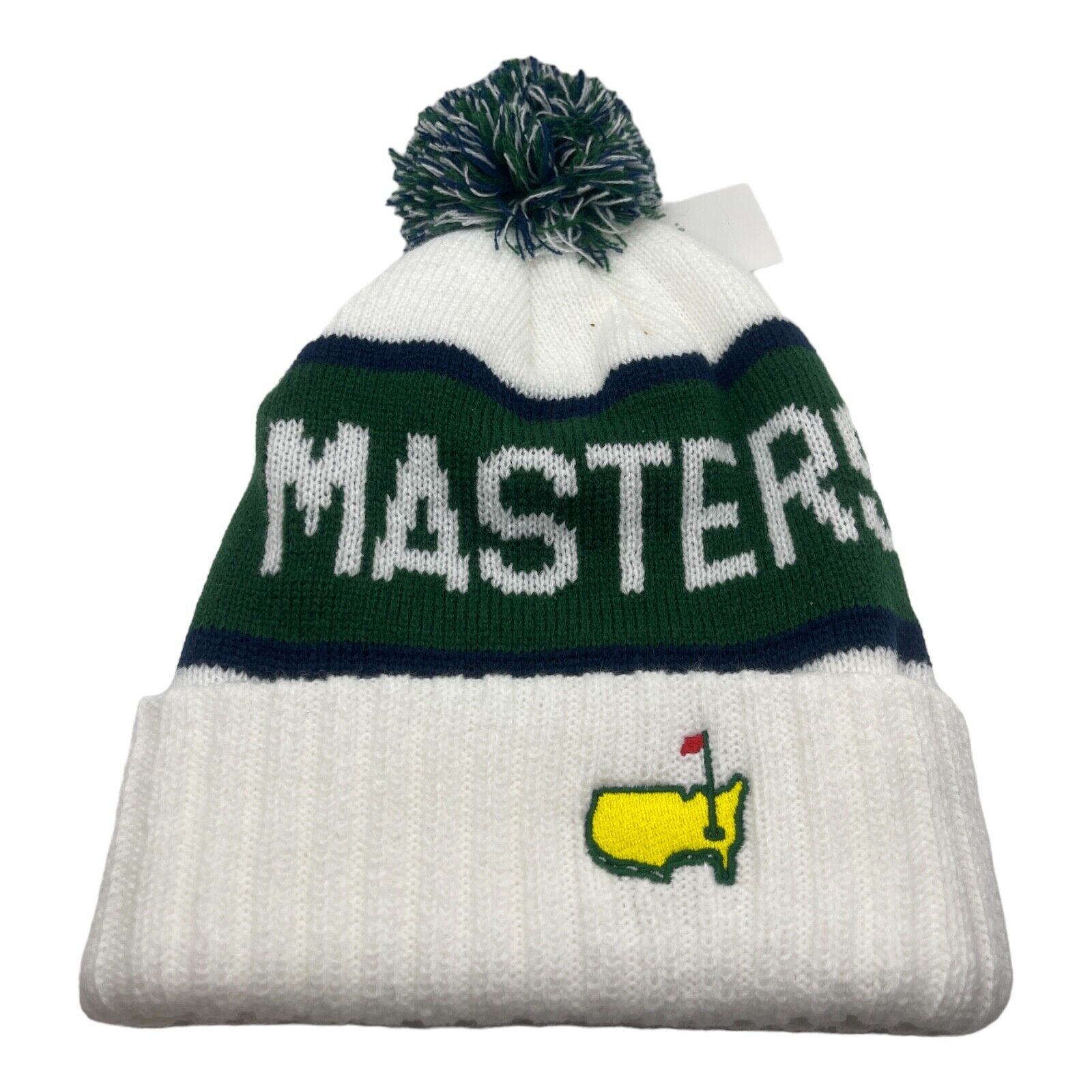 2024 Masters White Toboggan Ski Hat w/ Pom Cold Weather Knit Hat Beanie Augusta