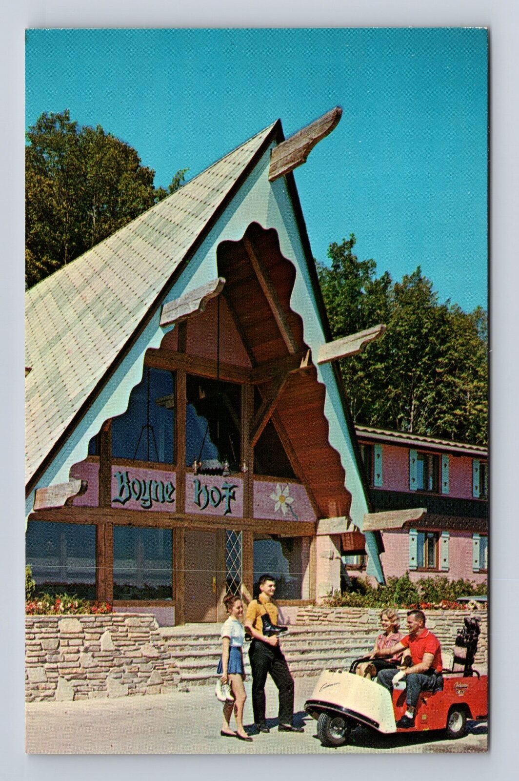 Boyne Falls MI-Michigan, Boynehof Lodge, Advertising, Antique Vintage Postcard