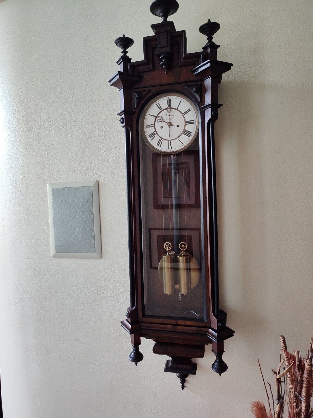 ANTIQUE GERMAN 2 WEIGHT LENZKIRCH  8 DAY WITH SECOUND HAND WALL CLOCK