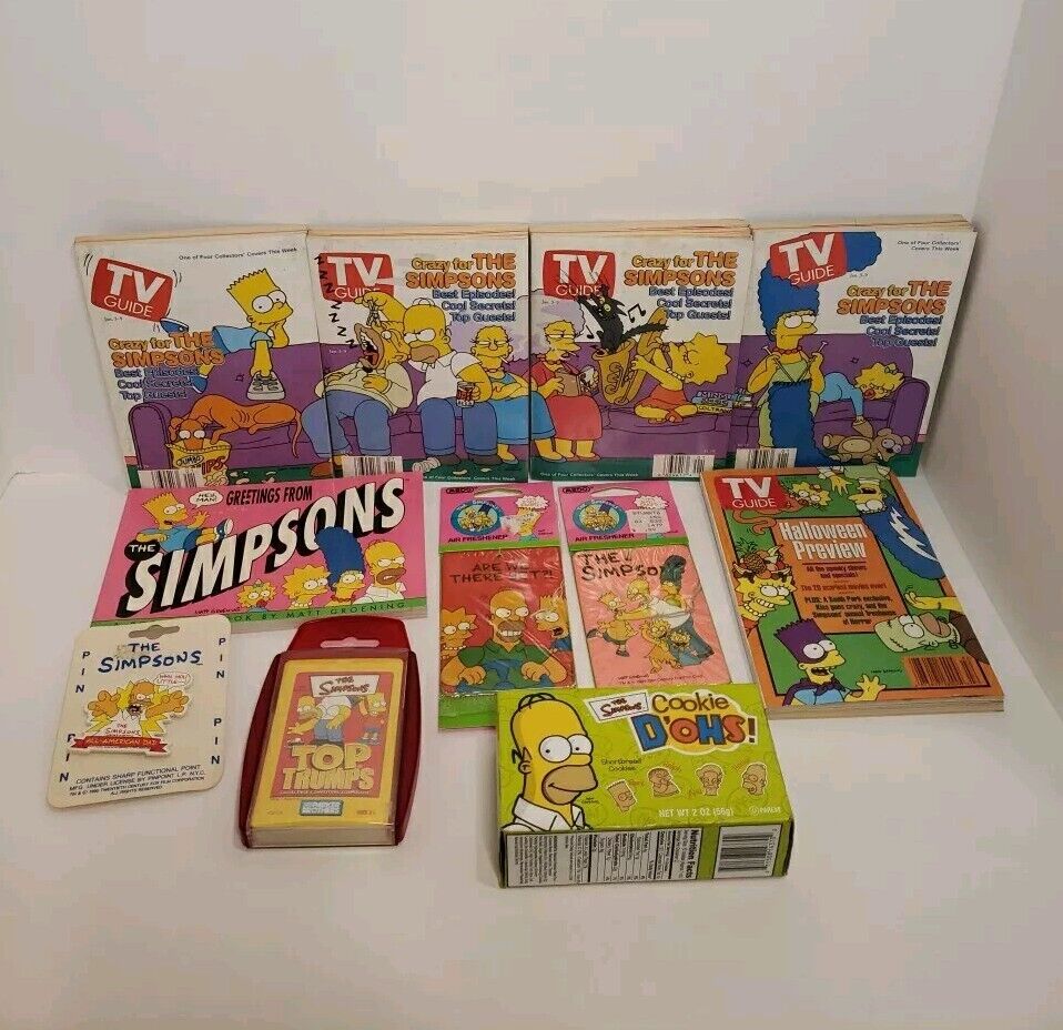 The Simpsons Vintage Collectible Lot Of 12 Pieces Bart Homer Lisa D\'ohs TV Guide