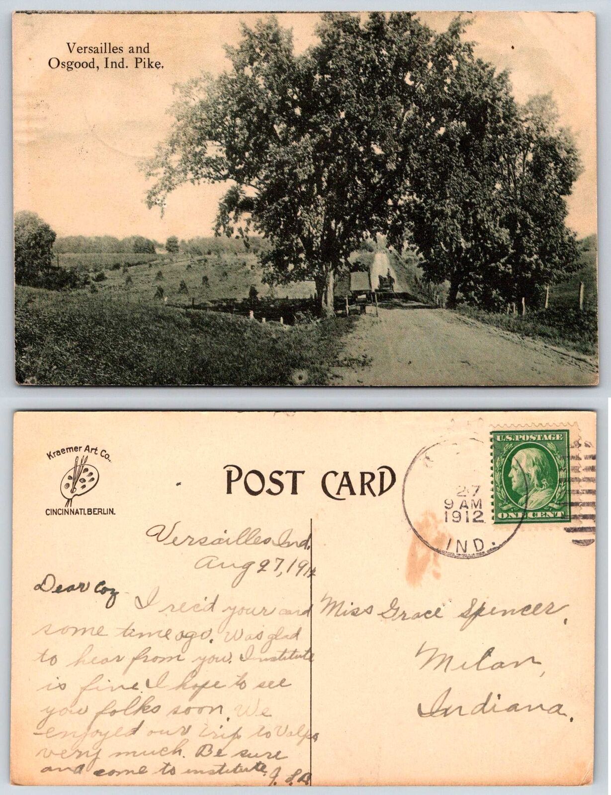Osgood Indiana PUMPKIN FIELD Postcard k399