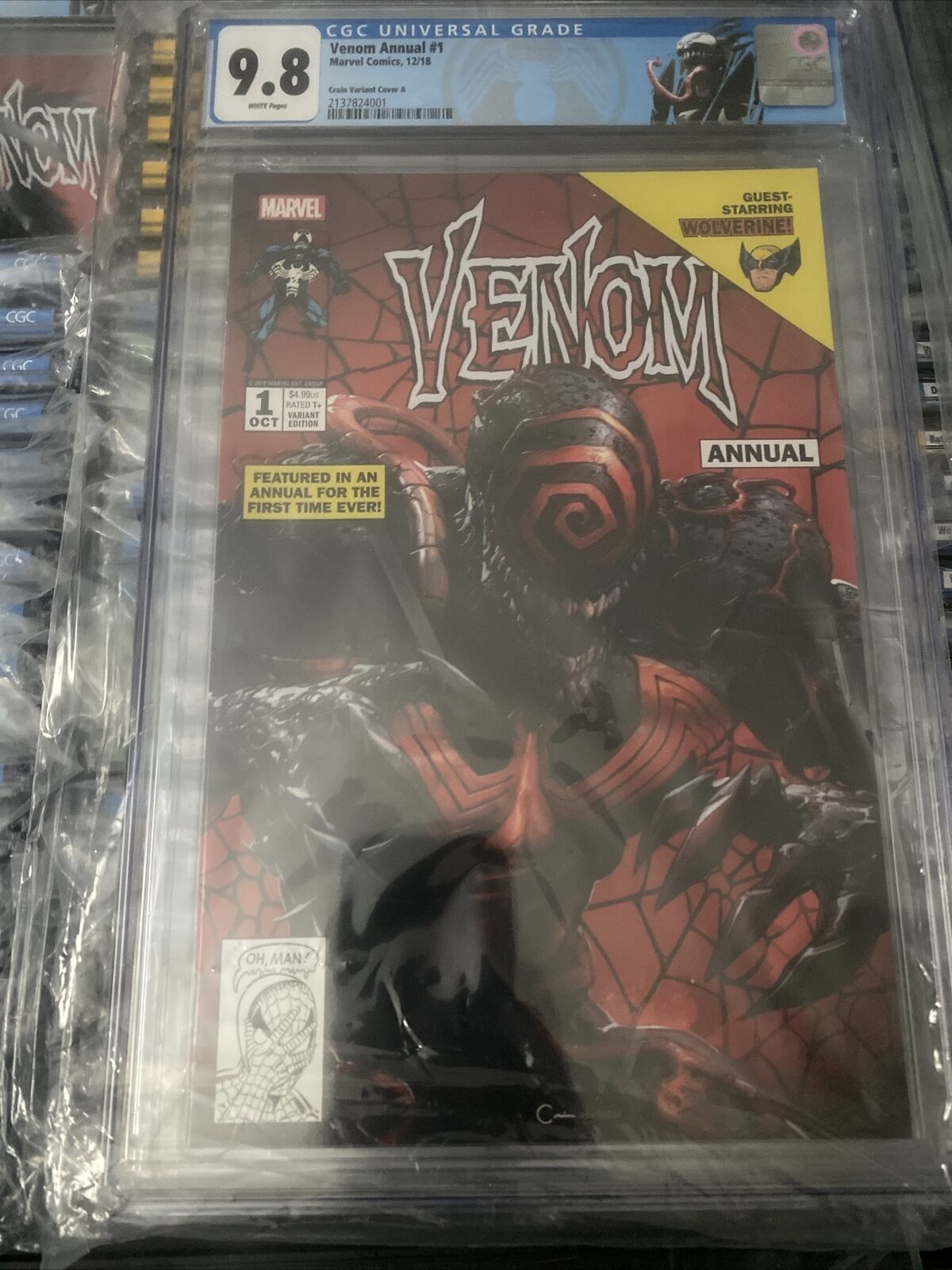 Venom Annual #1, CGC 9.8, Crain Variant Cover  A , Custom Venom Label