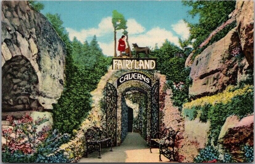 1940s ROCK CITY GARDENS Lookout Mountain Tenn. Postcard Fairyland Caverns CHROME